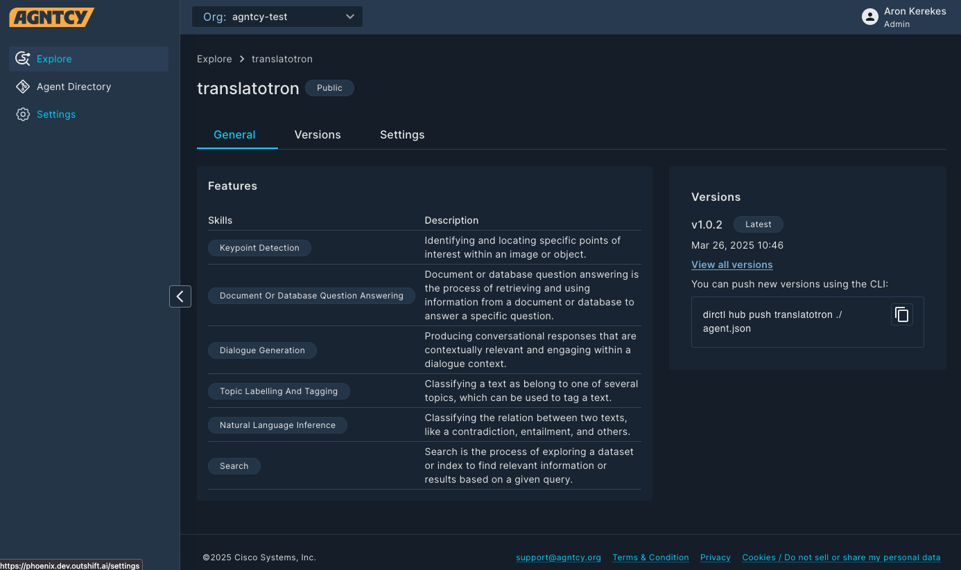 The Agent Details Page