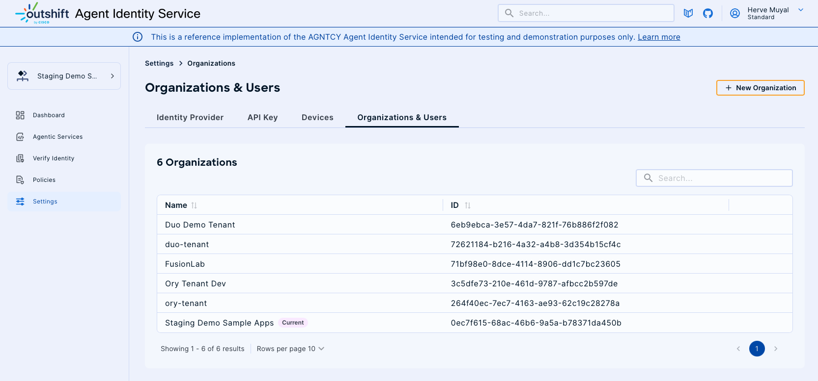 Create new organization