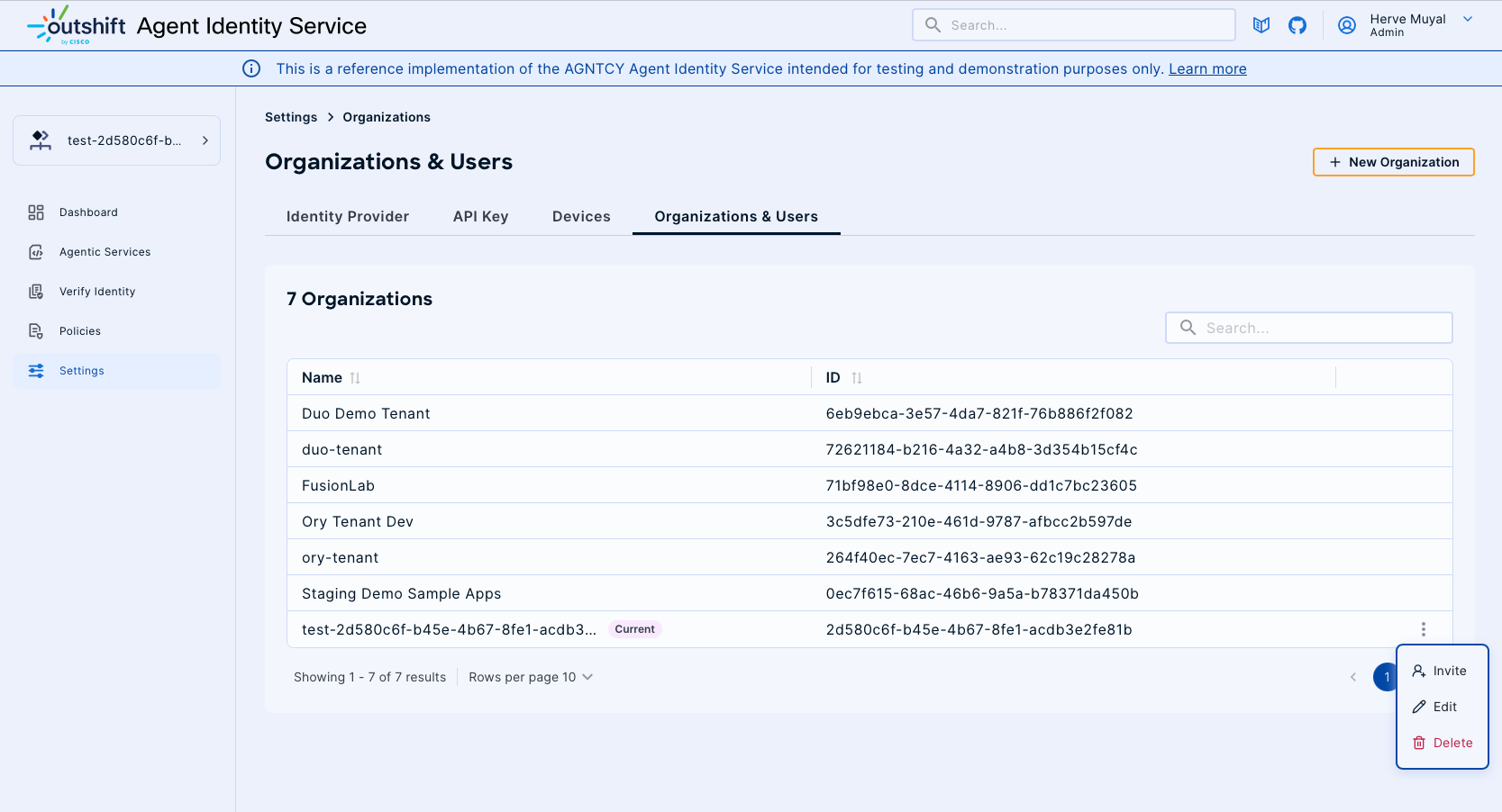 Create new organization