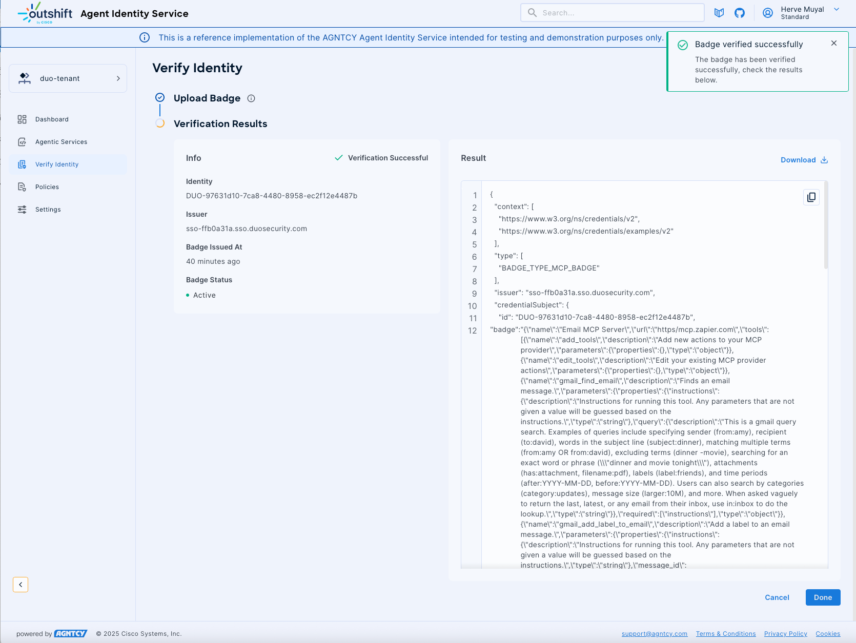 Verify Identity Results